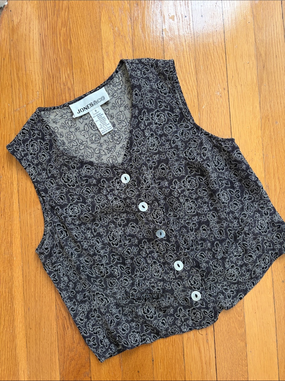Vintage 90s Rayon Blend Shell Button Front Vest Waistcoat Sleeveless Blouse Top
